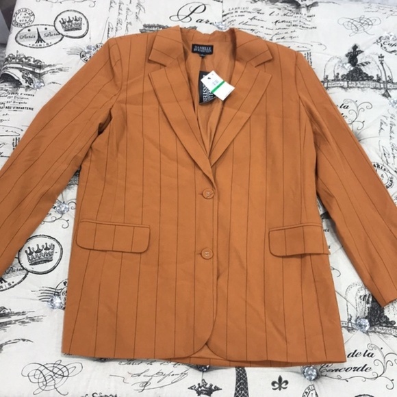 Danielle Bernstein Pinstriped Boyfriend Jacket - Picture 6 of 8